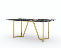 Olzaa Dining Table with Etna Black Marble Top - 6 Seater