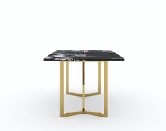 Olzaa Dining Table with Etna Black Marble Top - 6 Seater