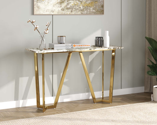 Olzaa Console Table with Green Choco Marble Top