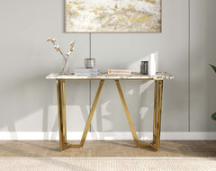 Olzaa Console Table with Green Choco Marble Top