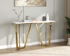 Olzaa Console Table with White Engineered Marble Top