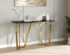 Olzaa Console Table with Black Engineered Marble Top