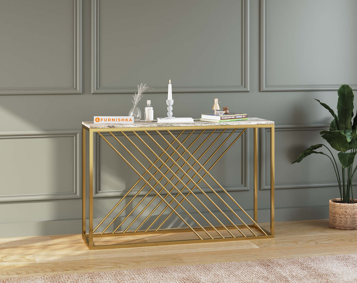 Xero Console Table with Green Choco Marble Top