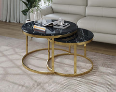 Arcus Nesting Coffee Table with Black Engineered Marble Top