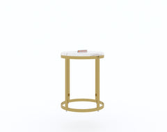 Arcus Side Table with White Engineered Marble Top