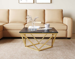 Solaia Coffee Table with Black Engineered Marble Top