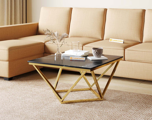 Solaia Coffee Table with Black Engineered Marble Top