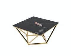 Solaia Coffee Table with Black Engineered Marble Top