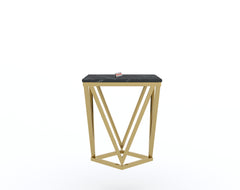 Solaia Side Table with Black Engineered Marble Top