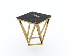 Solaia Side Table with Black Engineered Marble Top