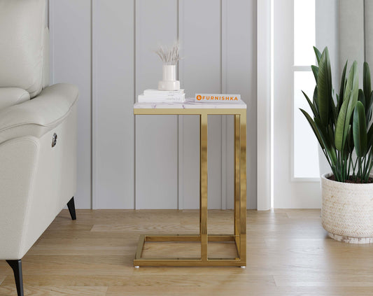 Ovid Side Table with White Engineered Marble Top