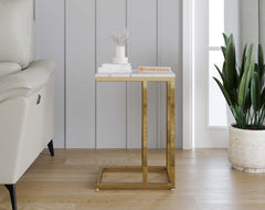 Ovid Side Table with White Engineered Marble Top