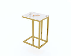 Ovid Side Table with White Engineered Marble Top