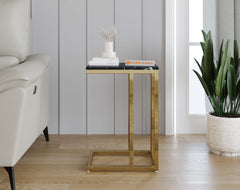 Ovid Side Table with Black Engineered Marble Top