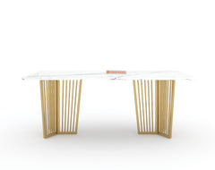 Barolo Dining Table with White Engineered Marble Top - 6 Seater