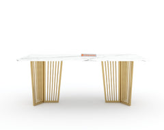 Barolo Dining Table with White Engineered Marble Top - 6 Seater