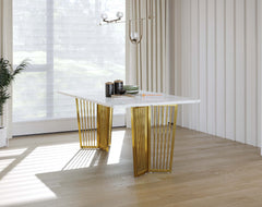 Barolo Dining Table with White Engineered Marble Top - 4 Seater