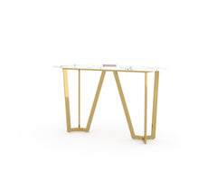 Olzaa Console Table with White Engineered Marble Top