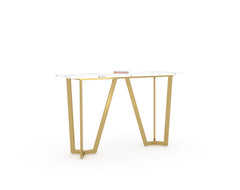 Olzaa Console Table with White Engineered Marble Top