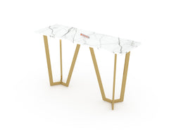 Olzaa Console Table with White Engineered Marble Top