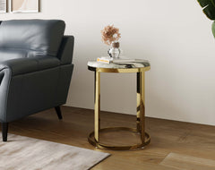 Arcus Side Table with Green Choco Marble Top