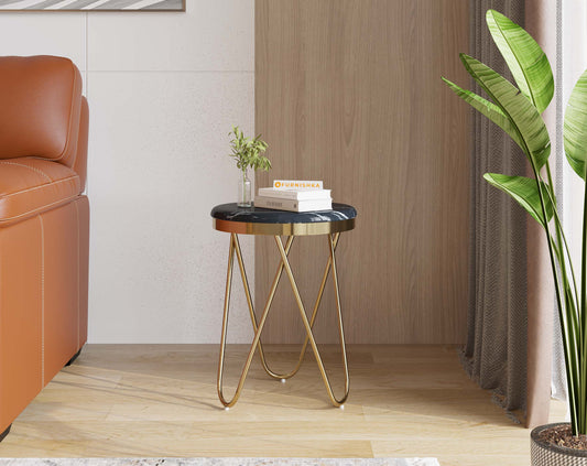 Clos Side Table with Black Engineered Marble Top