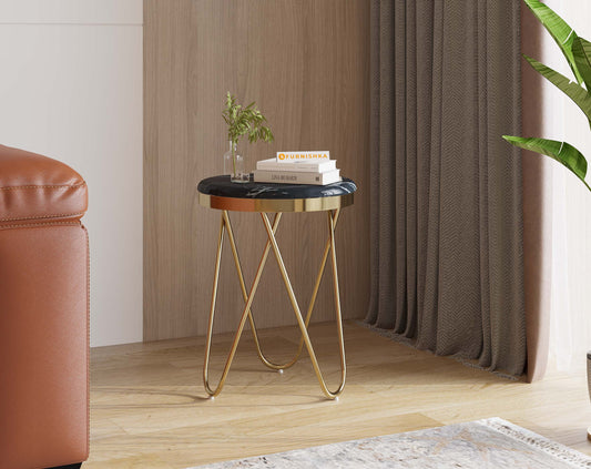 Clos Side Table with Black Engineered Marble Top