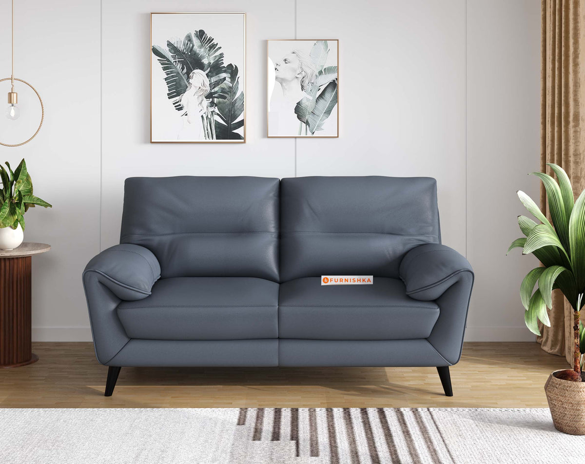 Suntory Leather 3 Seater Sofa - Ocean Blue Finish