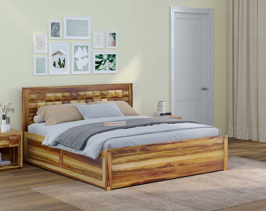 Teeva King Size Hydraulic Bed in Teak