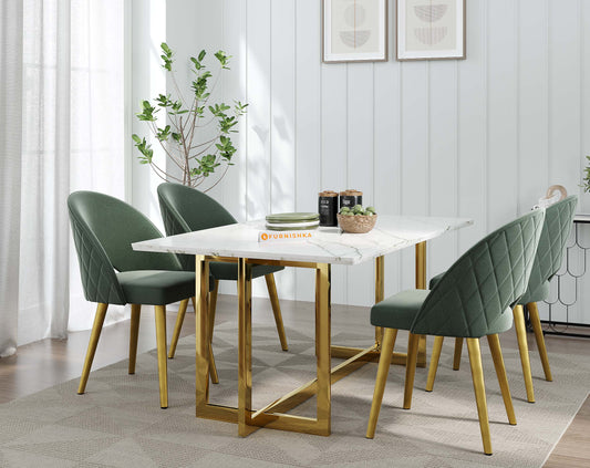 Rodano Dining Table with White Engineered Marble Top - 4 Seater