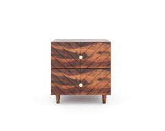 Chevora Yoho Double Drawer Bedside Table In Sheesham