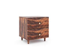 Chevora Yoho Double Drawer Bedside Table In Sheesham