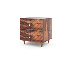 Chevora Yoho Double Drawer Bedside Table In Sheesham