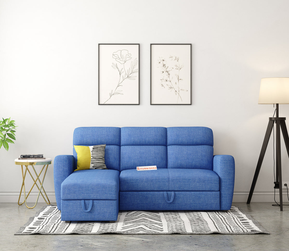 Daina 2 Seater Sectional Sofa cum Bed - LHS