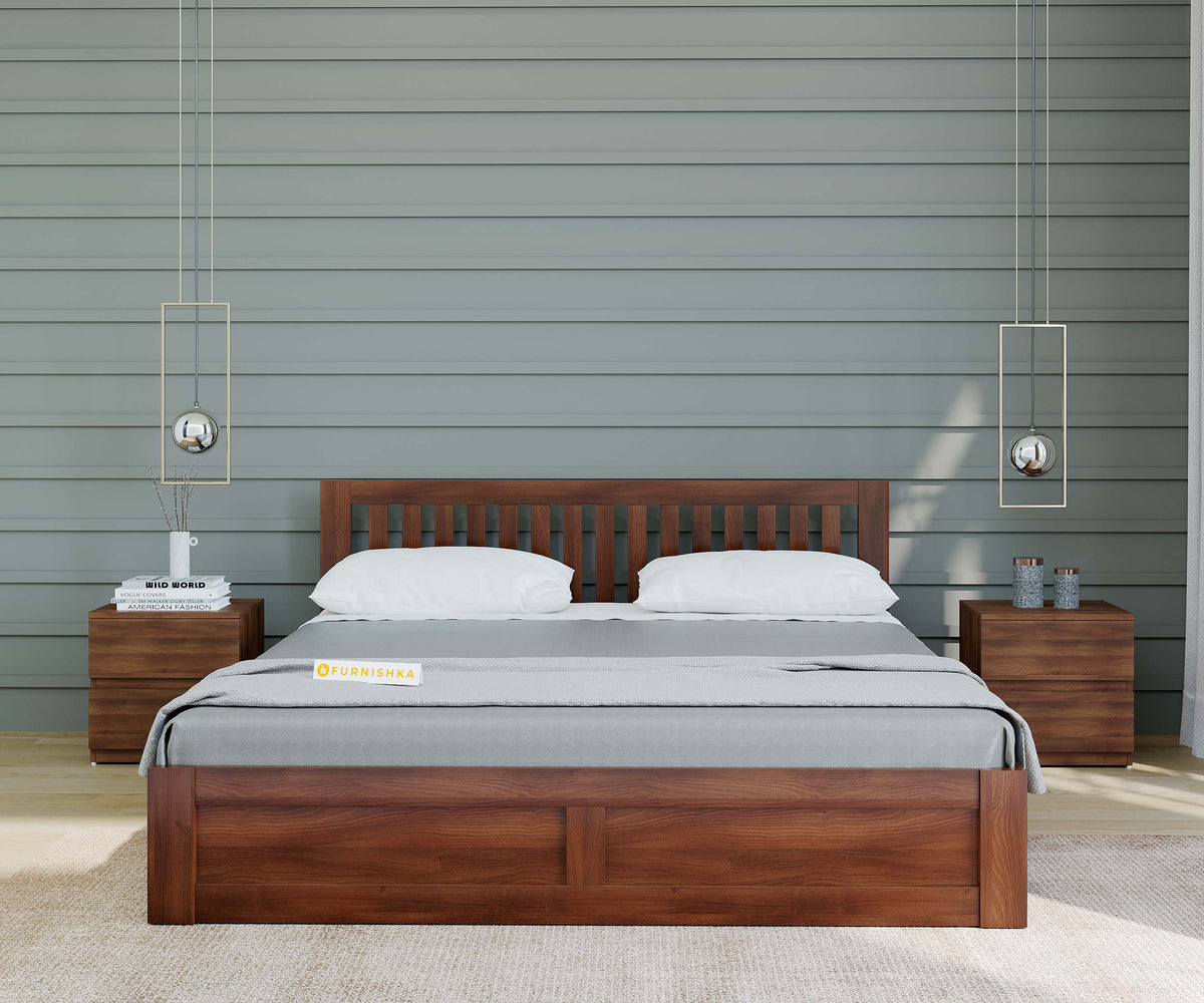 Arya Solid Wood King Bed with Box Storage