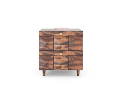 Yoho Bedside Table with Double Drawer in Sheesham with Drawer Facia Nova in Sheesham