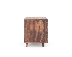 Yoho Bedside Table with Double Drawer in Sheesham with Drawer Facia Nova in Sheesham