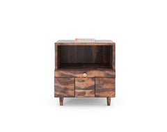 Yoho Bedside Table with Single Drawer lower in Sheesham with Drawer Facia Nova in Sheesham