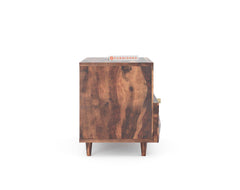 Yoho Bedside Table with Single Drawer lower in Sheesham with Drawer Facia Nova in Sheesham