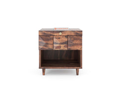 Yoho Bedside Table with Drawer Upper in Sheesham with Drawer Facia Nova in Sheesham