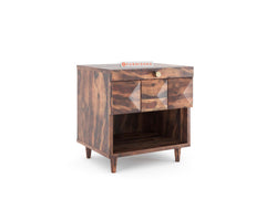 Yoho Bedside Table with Drawer Upper in Sheesham with Drawer Facia Nova in Sheesham