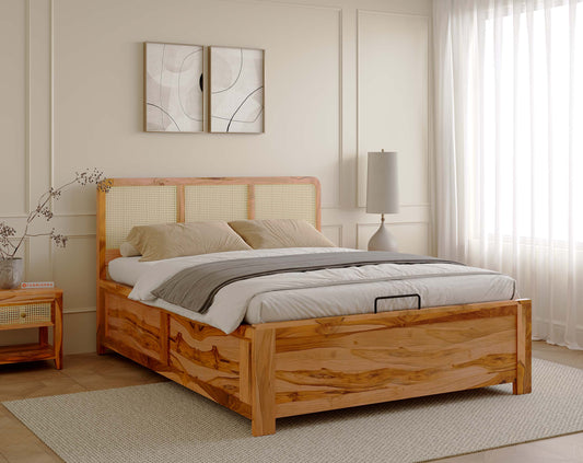 Tamara King Size Teak Bed - Hydraulic Storage