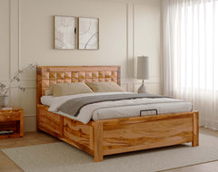 Teeva Queen Size Teak Bed - Hydraulic Storage