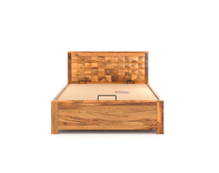 Teeva Queen Size Teak Bed - Hydraulic Storage