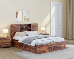 Marida Queen Size Sheesham Bed - Hydraulic Storage