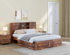 King Marida Drawer Bed in Sheesham