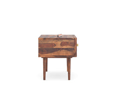 Zoji Bedside Table with Single Drawer Storage in Sheesham with Drawer Facia Stella in Sheesham