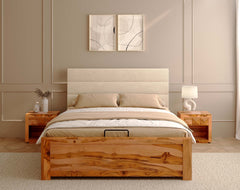 Niva Teak Bed Frame Hydraulic Storage - King Size