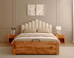 Dora Teak Bed Frame Hydraulic Storage - Queen Size