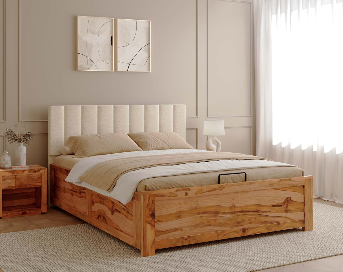 Augustus Teak Bed Frame Hydraulic Storage - King Size